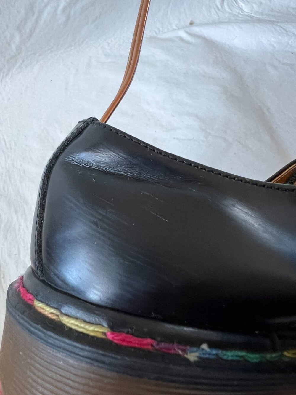 Dr Martens shoes 1461 oxfords UK 5 US 7 black leather double stitched rainbow - Picture 11 of 15